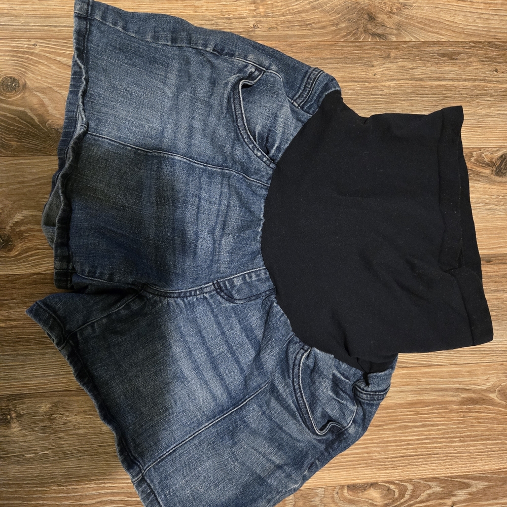 Motherhood Denim Maternity Shorts - Blue and Black